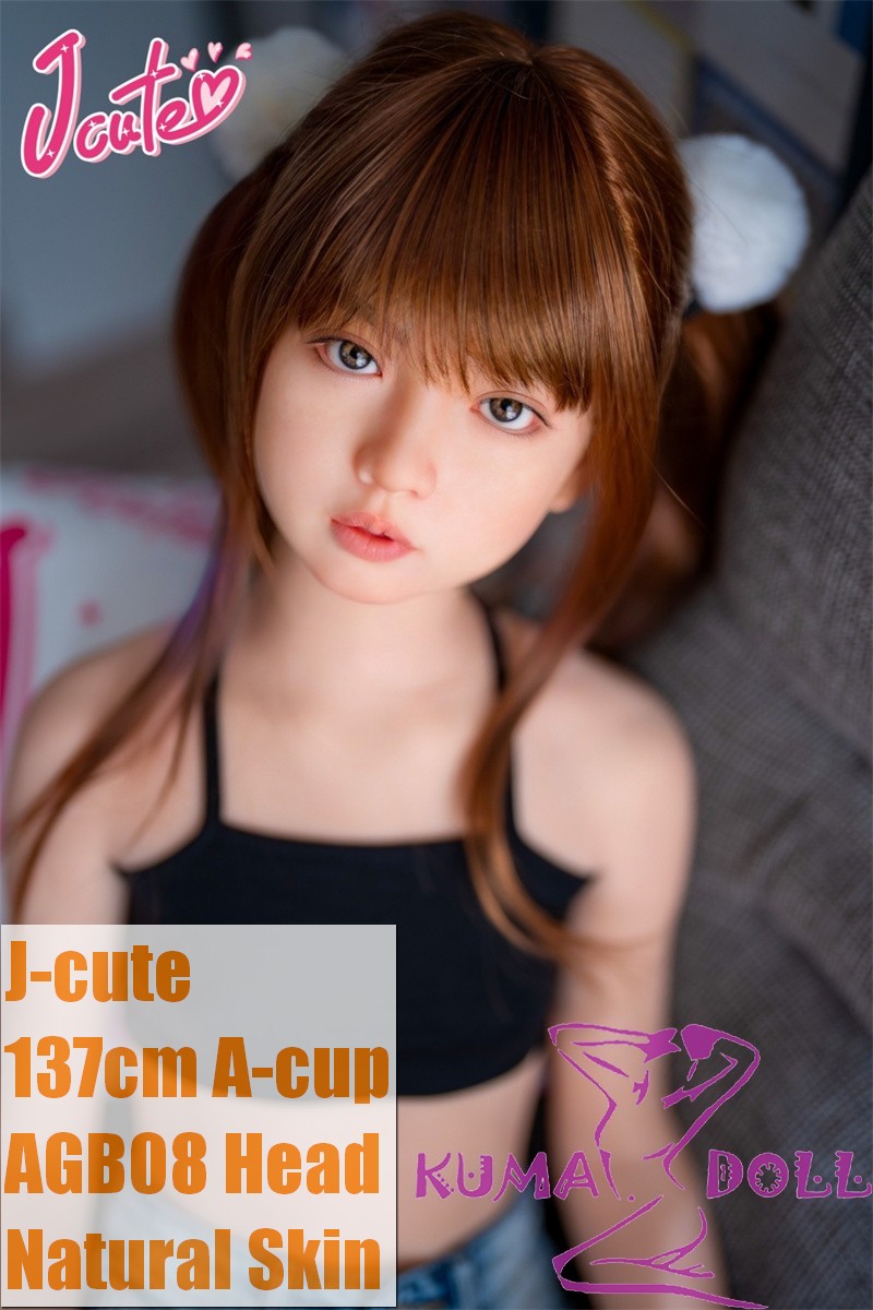 J-cute Doll 137cm A-cup AGB08 Head Sex Doll Full Silicone Material in Black Tank Top