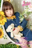 J-cute Doll Full Silicone Love Doll 149cm/4ft9 A-cup with Silicone Head AGD05 in Denim Outfit