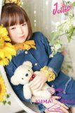 J-cute Doll Full Silicone Love Doll 149cm/4ft9 A-cup with Silicone Head AGD05 in Denim Outfit