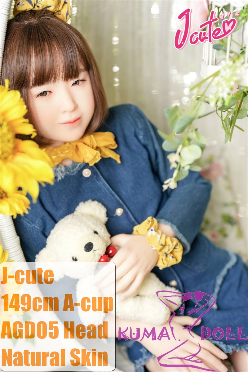 J-cute Doll Full Silicone Love Doll 149cm/4ft9 A-cup with Silicone Head AGD05 in Denim Outfit