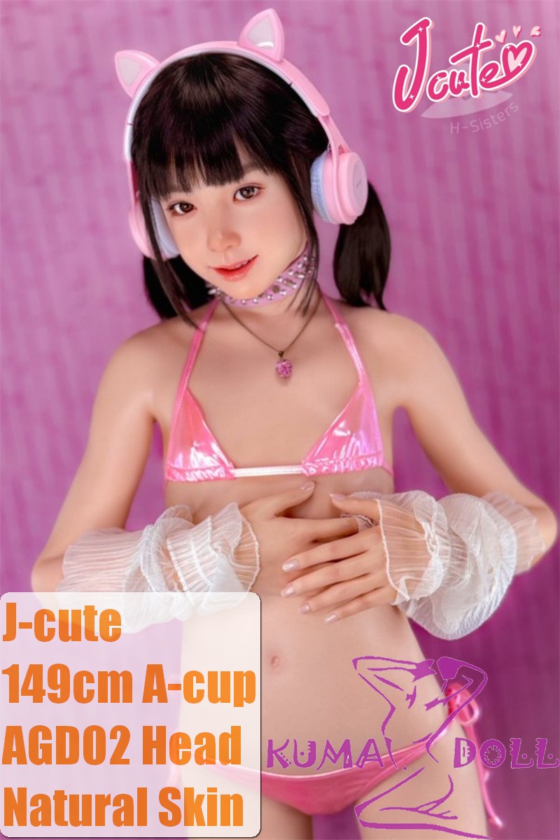 J-cute Doll Full Silicone Love Doll 149cm/4ft9 A-cup with Silicone Head AGD02 in Pink Bikini