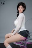 Premium silicone doll in stylish white shirt fashion outfit