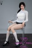 Liang head full silicone doll wearing elegant white office shirt