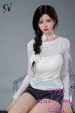 TOP-CYDOLL 168cm F-Cup Liang Head Full Silicone Doll in White Shirt