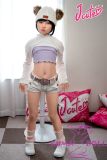 J-cute Doll 128cm A-cup AGB08 Head Sex Doll Full Silicone Material in Bear Hat