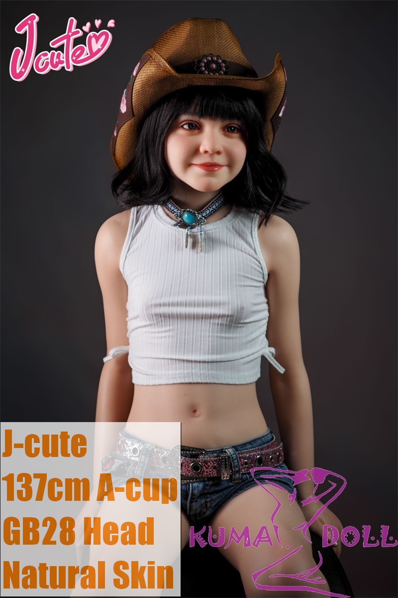 J-cute doll 137cm A-cup GB28 head sex doll full silicone material in Cowboy Outfit