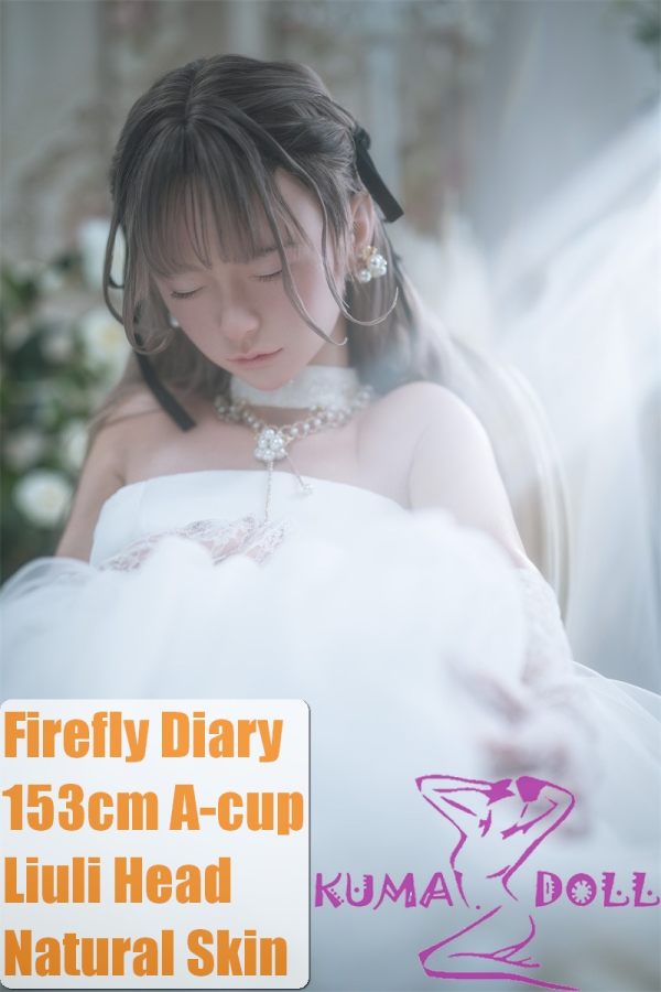 Firefly Diary 153cm A-cup Liuli Close Eyes Version Full Silicone Sex Doll With Body Make-up Wedding Dress