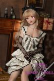 sitting pose silicone doll polka dress
