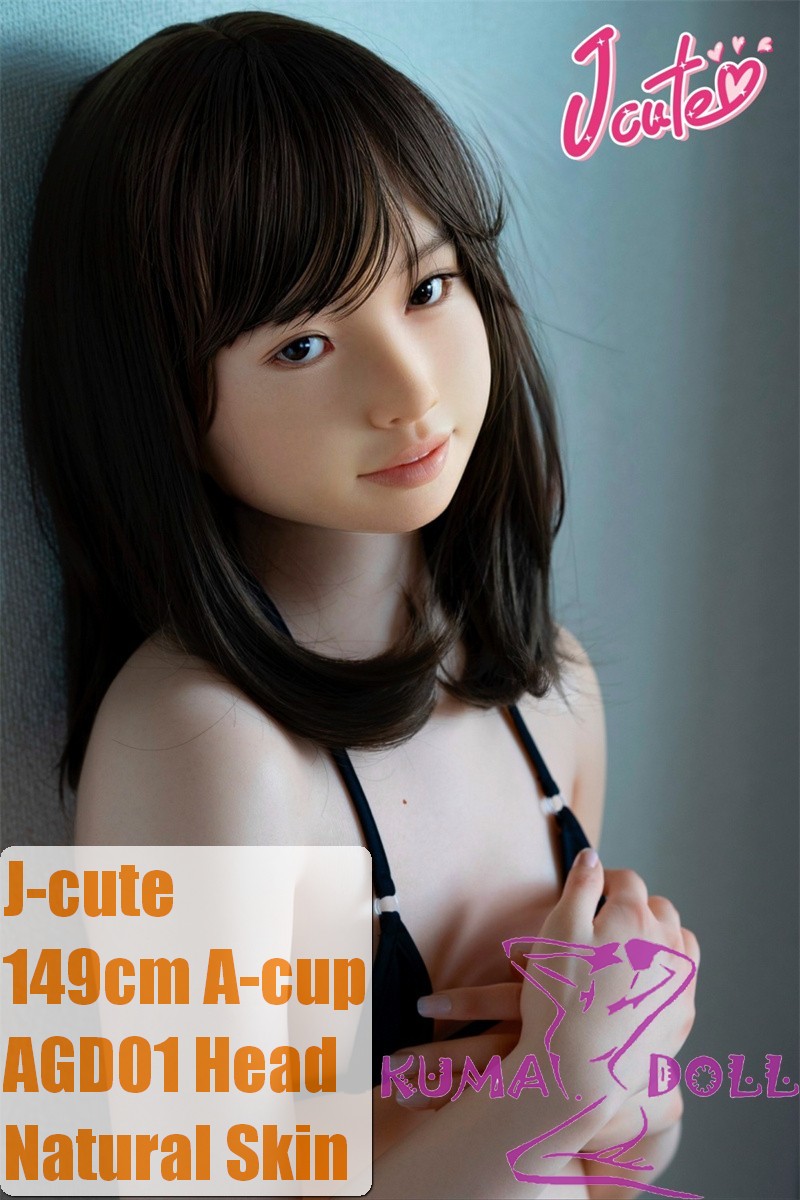 J-cute Doll Full Silicone Love Doll 149cm/4ft9 A-cup with Silicone Head AGD01 in Black Bikini