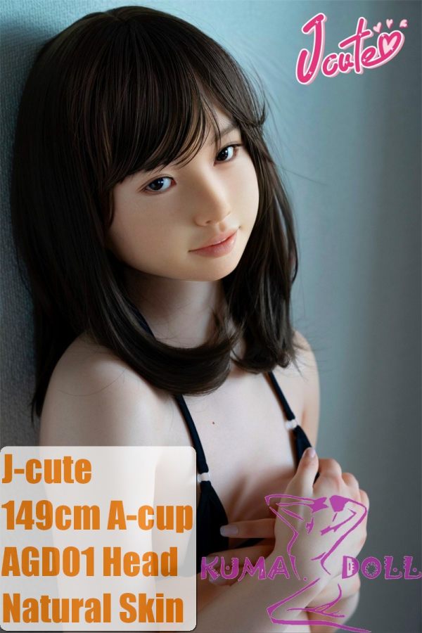 J-cute Doll Full Silicone Love Doll 149cm/4ft9 A-cup with Silicone Head AGD01 in Black Bikini