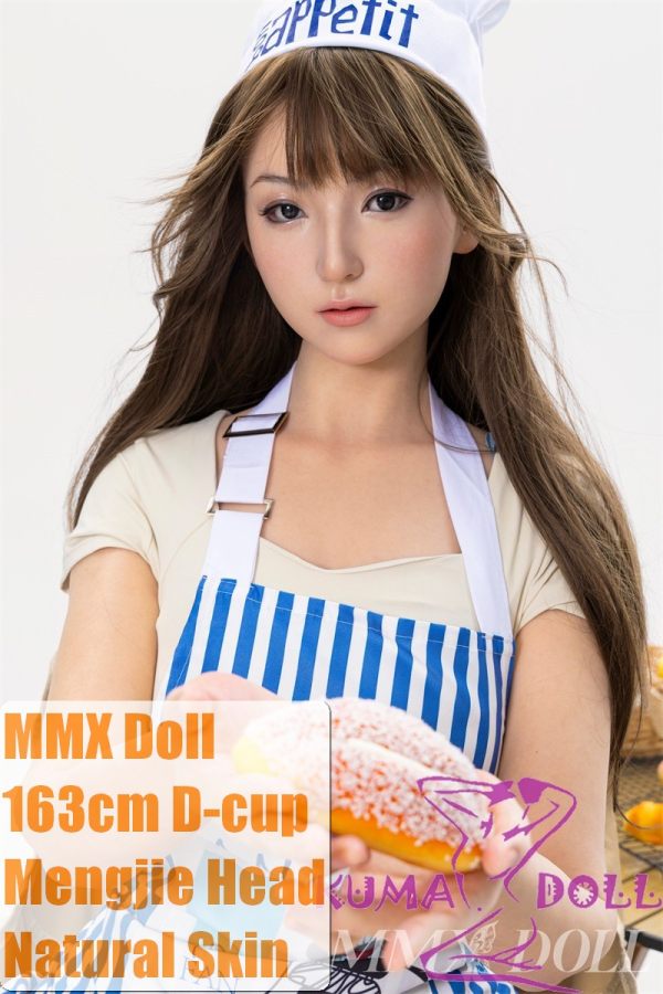 MMXDOLL 163cm D-cup Mengjie Head Full Silicone Sex Doll Blue White Apron Dress
