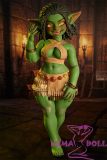 Green skin anime silicone doll