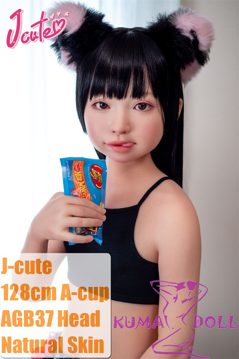 J-cute Doll 128cm A-cup AGB37 Head Sex Doll Full Silicone Material in Black Tank Top