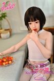 J-cute Doll 128cm A-cup AGB38 Head Sex Doll Full Silicone Material in White Tank Top