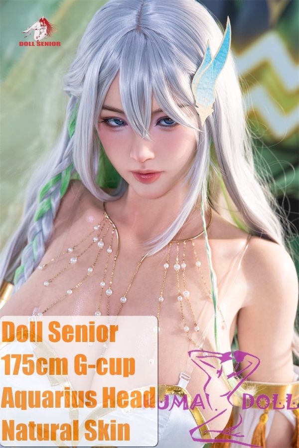 Doll Senior Aquarius Head 175cm G-cup Full Silicone Sex Doll with Body Make-up Zodiac Series White Dress