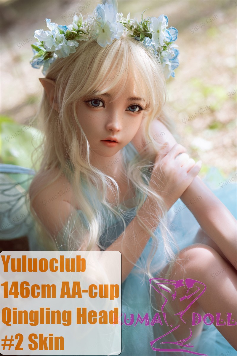 Yuluoclub 146cm AA-cup Qingling Head Full Silicone Doll Anime Sex Doll in Blue Dress