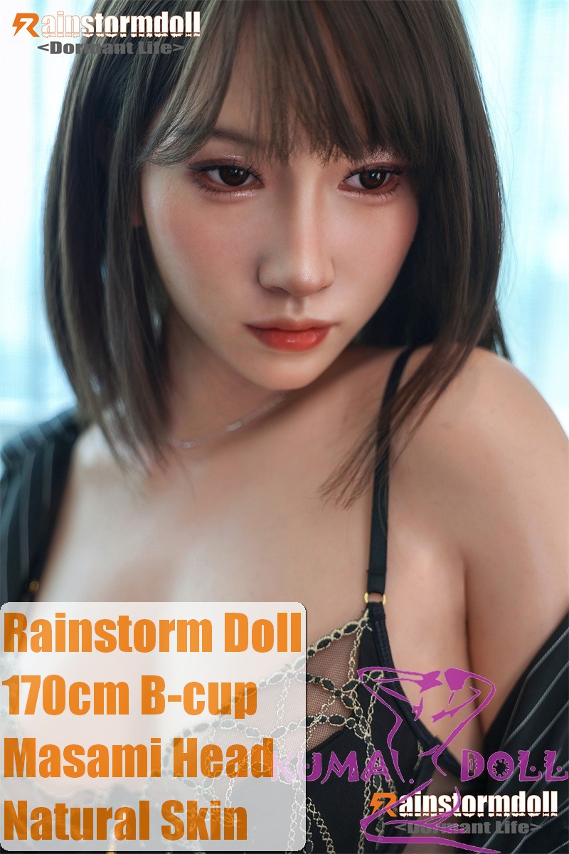 Rainstorm doll 170cm B-cup Masami Head Seamless Body Full Silicone Doll in Black Shirt