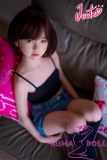 J-cute Doll 128cm A-cup AGB38 Head Sex Doll Full Silicone Material in Black Camisole