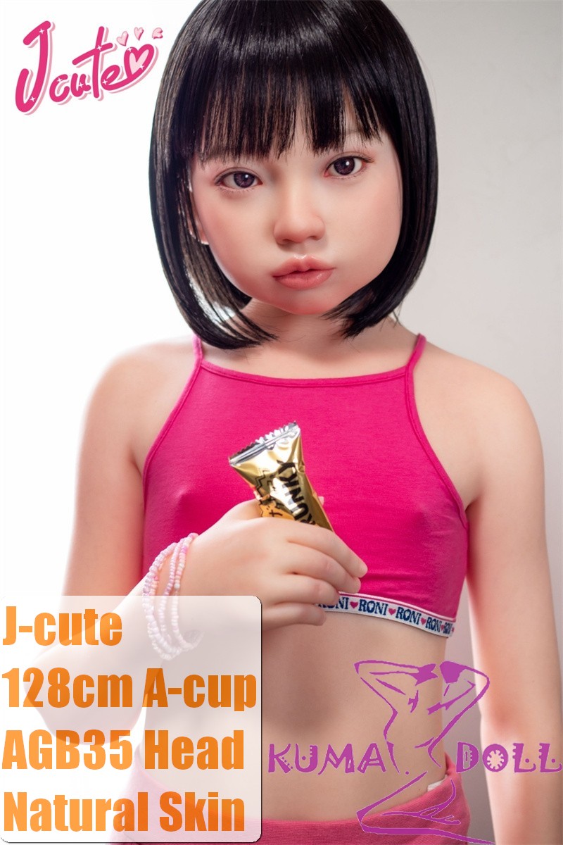 J-cute Doll 128cm A-cup AGB35 Head Sex Doll Full Silicone Material in Magenta Outfit