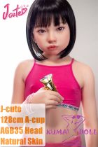 J-cute Doll 128cm A-cup AGB35 Head Sex Doll Full Silicone Material in Magenta Outfit