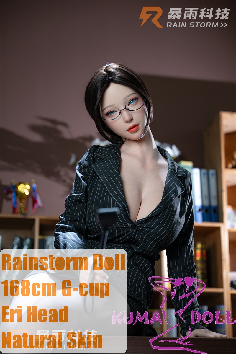 Rainstorm doll 168cm G-cup Ice No.4 Eri Head Seamless Body Full Silicone Doll in Black Shirt