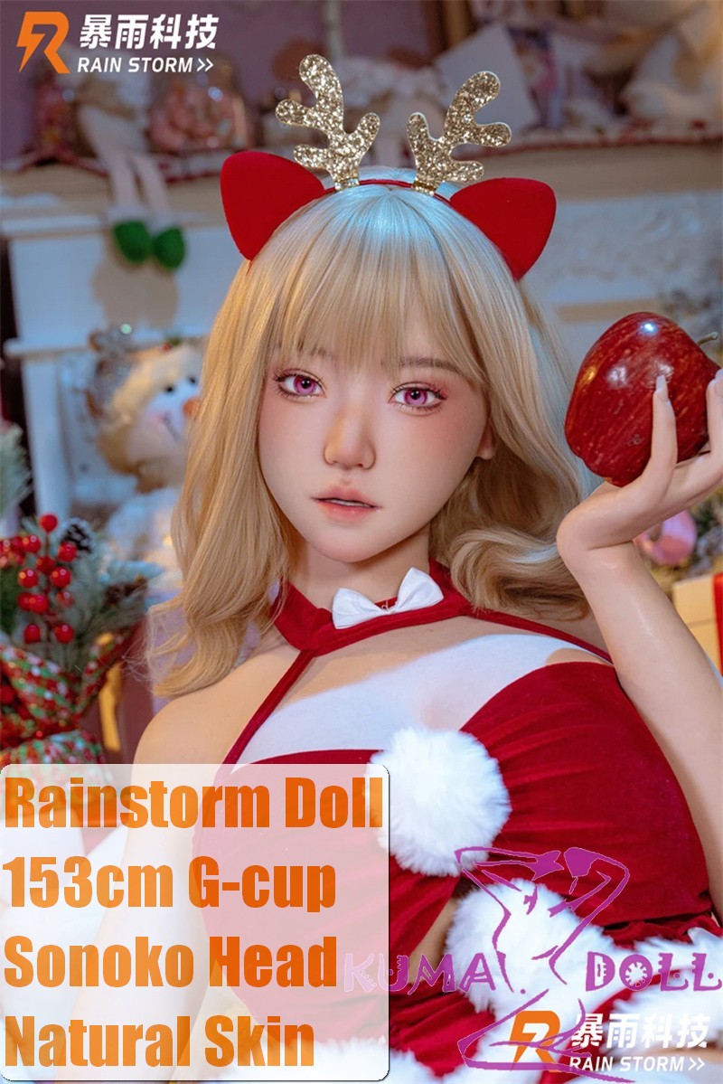 Rainstorm doll 153cm G-cup Cat No.4 Sonoko Head Seamless Body Full Silicone Doll in Christmas Reindeer