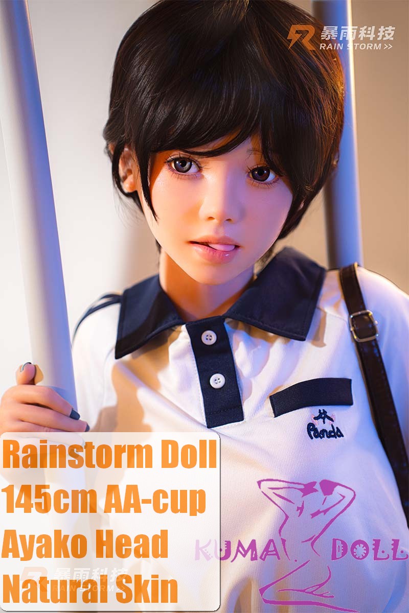 Rainstorm doll 145cm AA-cup Cat No.2 Ayako Head Seamless Body Full Silicone Doll in Student uniform