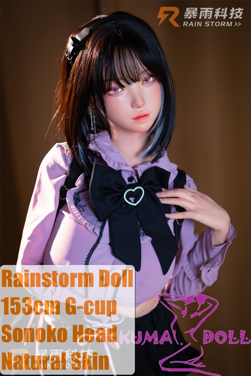 Rainstorm doll 153cm G-cup Cat No.4 Sonoko Head Seamless Body Full Silicone Doll in Purple Shirt