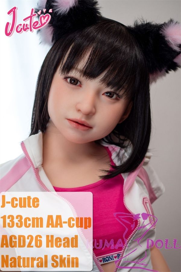 J-cute Doll 133cm AA-cup AGD26 Head Sex Doll Full Silicone Material in White Pink Outfit