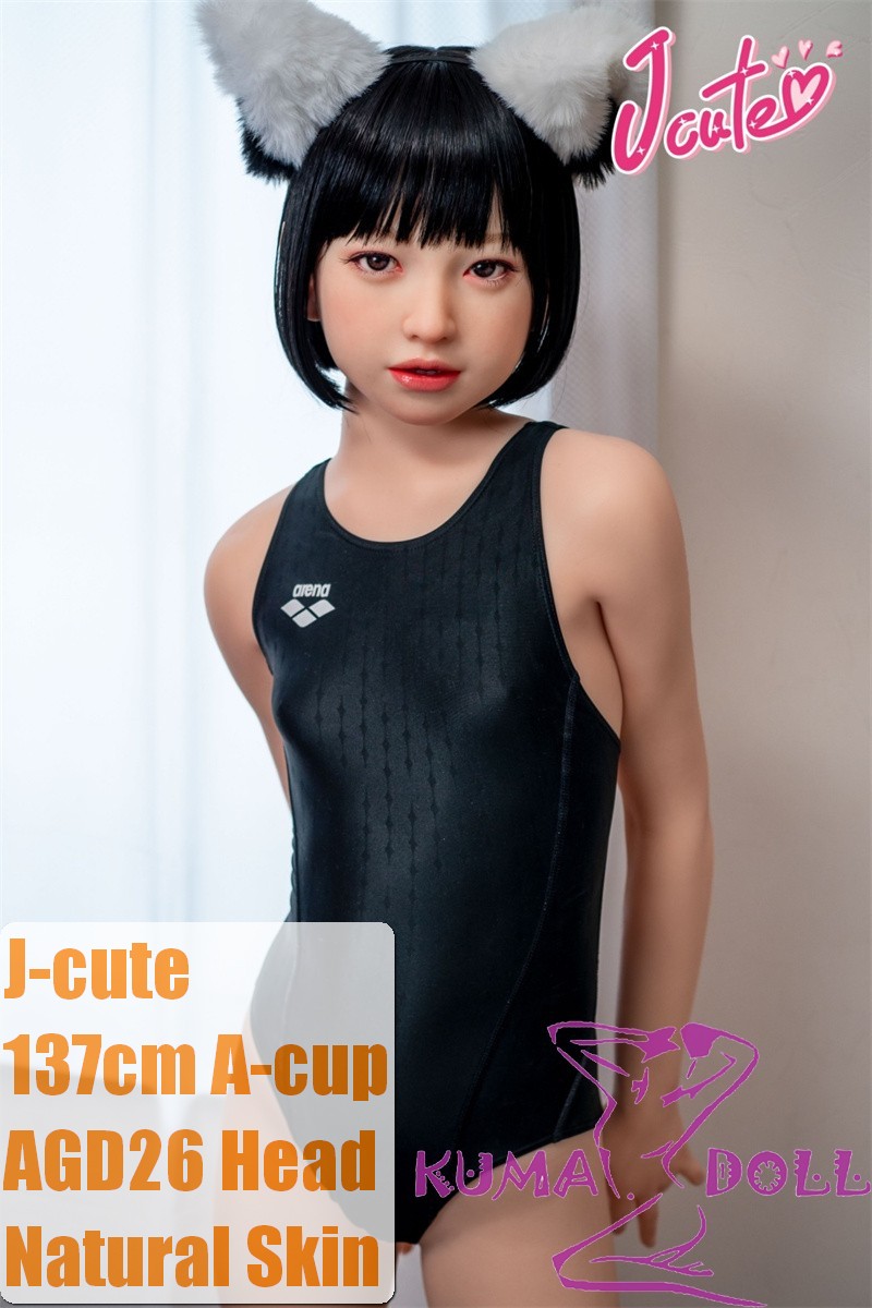 J-cute doll 137cm A-cup AGD26 Head Sex Doll Full Silicone Material in Black Japanese-style Swimwear