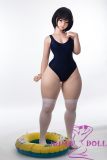 Black school swimsuit silicone doll