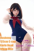 Jiusheng Doll Full Silicone Sex Doll 125cm C-cup Karin Head Realistic Skin Textrue in Sporty Swimsuit Craftsman Makeup