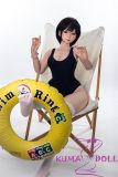 Jiusheng Doll Full Silicone Sex Doll 125cm C-cup Sana Head Realistic Skin Textrue in Black School Swimsuit Craftsman Makeup