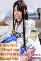 Firefly Diary 153cm A-cup Qiandao Full Silicone Sex Doll With Body Make-up White T-shirt