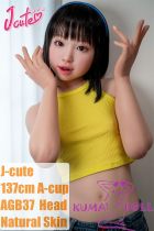 J-cute doll 137cm A-cup AGB37 Head Sex Doll Full Silicone Material in Yellow Top