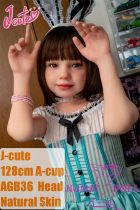 J-cute Doll 128cm A-cup AGB36 Head Sex Doll Full Silicone Material in Mint Green Dress