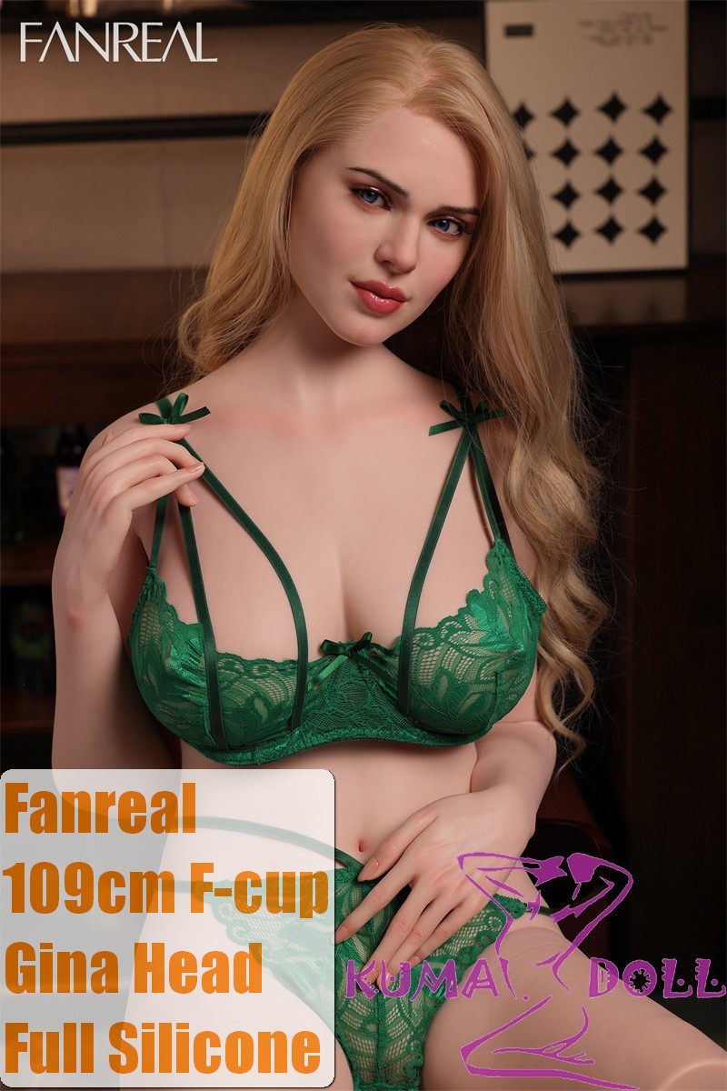 FANREAL 109cm F-cup Full Size Lifelike Silicone Sex Torso with Gina Head in Green Lace Lingerie