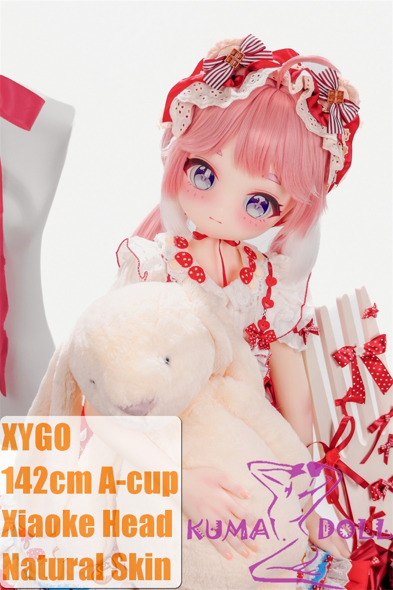 XYGO 142cm A-cup Xiaoke Silicone Head + TPE Body Anime Doll Strawberry Lolita Dress