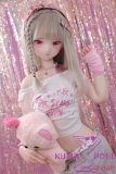 Anime silicone doll wearing grey skirt