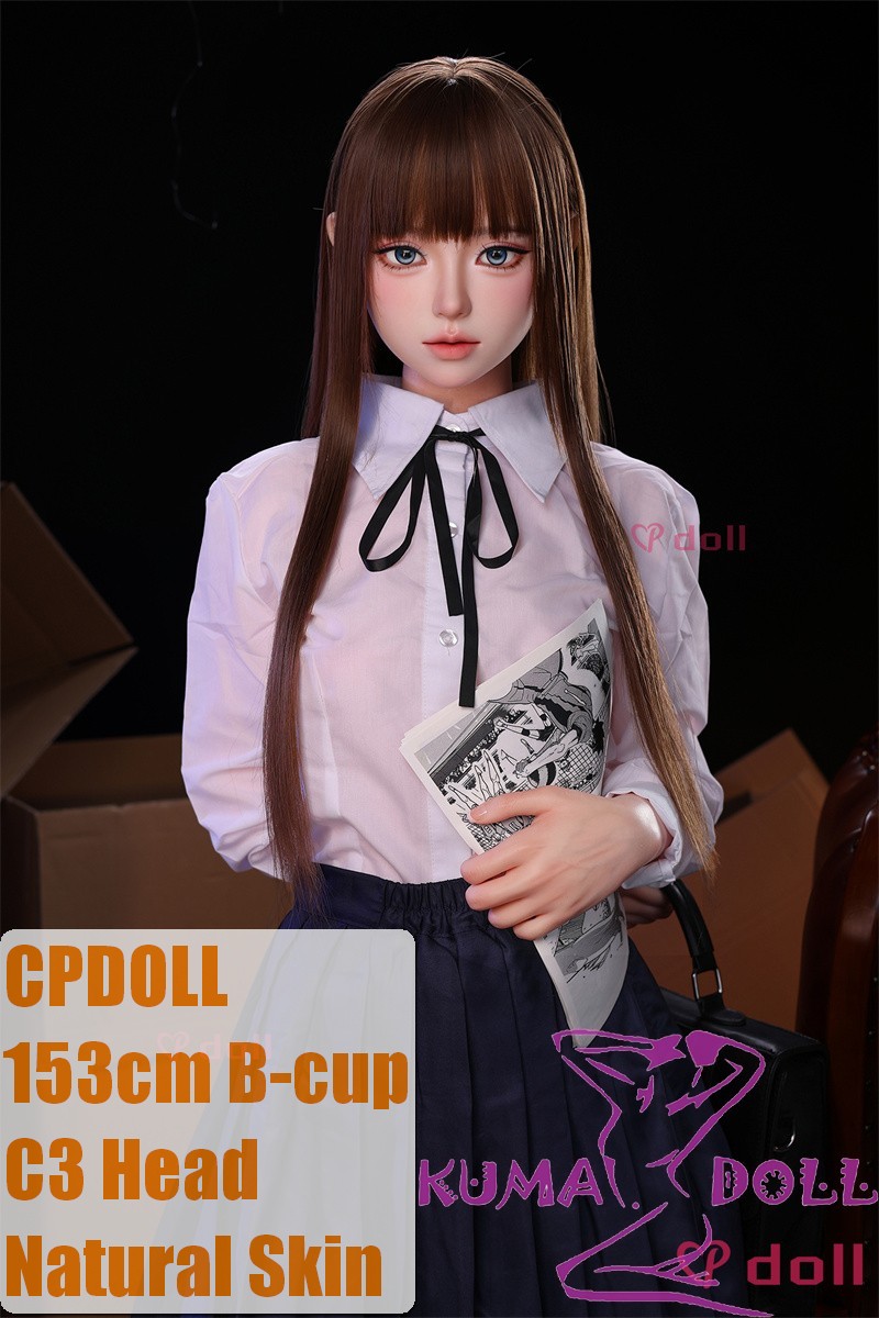 CPDOLL 153cm B-cup C3 Head Full Silicone Doll Real Skin Texture in White Shirt Black Skirt