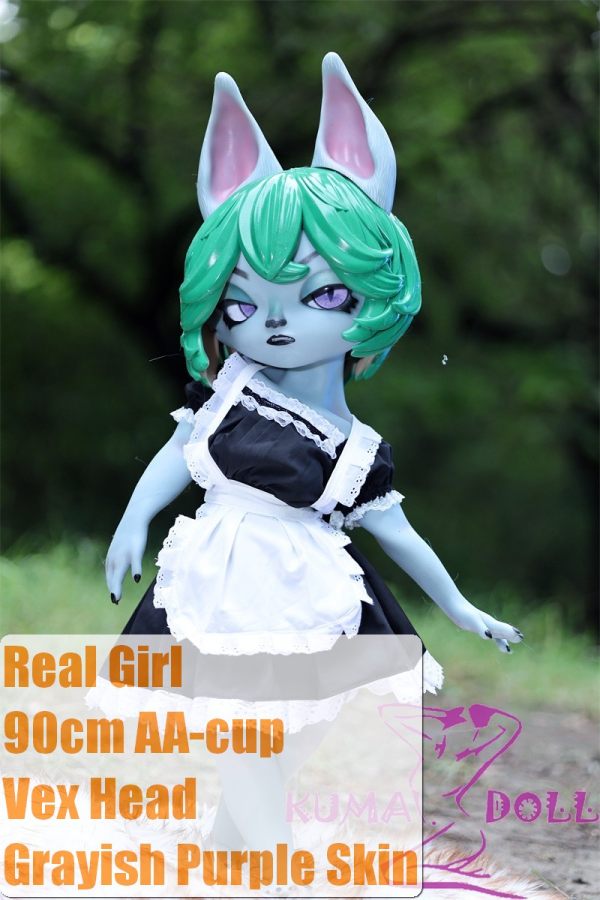 Real Girl 90cm AA-cup Vex Head Full Silicone Doll Seamless Doll Cosplay LOL The Gloomist Vex Maid Outfit