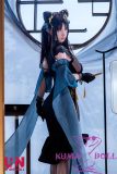 Lilith doll standing before decorative folding screen