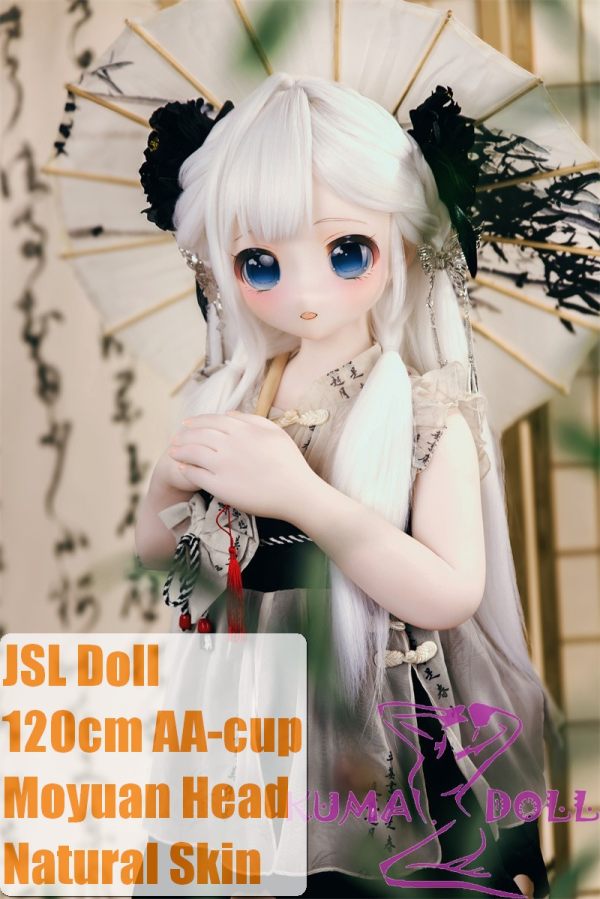 JSL DOLL 120cm AA-cup Moyuan PVC Head+ TPE Body Anime Doll in White Long Hair