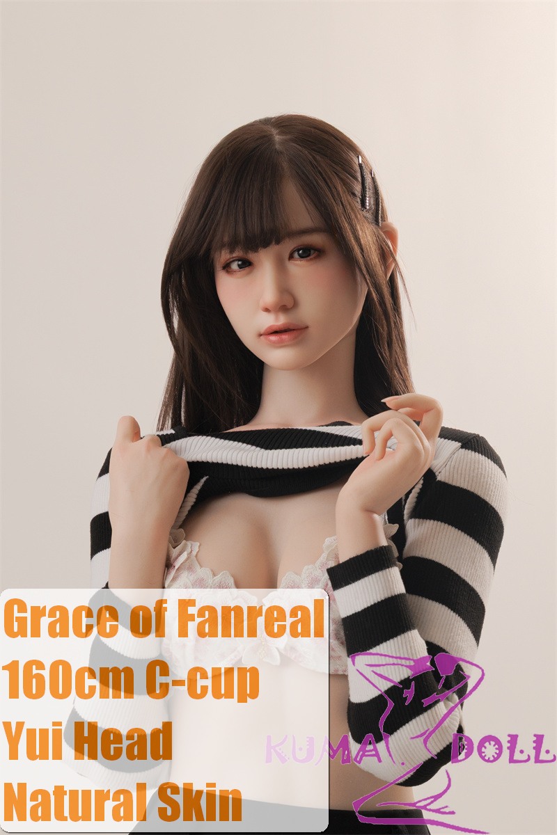 GRACE OF FANREAL Full Silicone Sex Doll 160cm C-cup Yui Head Realistic Makeup in Striped Top