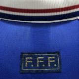 1998 France Home Long Sleeve Retro Soccer Jersey