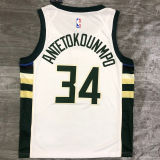 2021 Bucks Antetokounmpo #34 White NBA Jerseys Hot Pressed