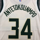 2021 Bucks Antetokounmpo #34 White NBA Jerseys Hot Pressed