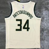 2021 Bucks Antetokounmpo #34 White NBA Jerseys Hot Pressed