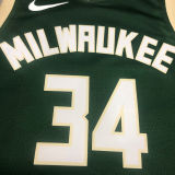 2021 Bucks Antetokounmpo #34 Green NBA Jerseys Hot Pressed