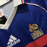 1998 France Home Long Sleeve Retro Soccer Jersey